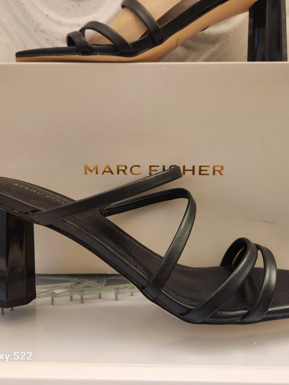 Marc Fisher "Kristin" Black Heeled Sandals. NIB. Size 10